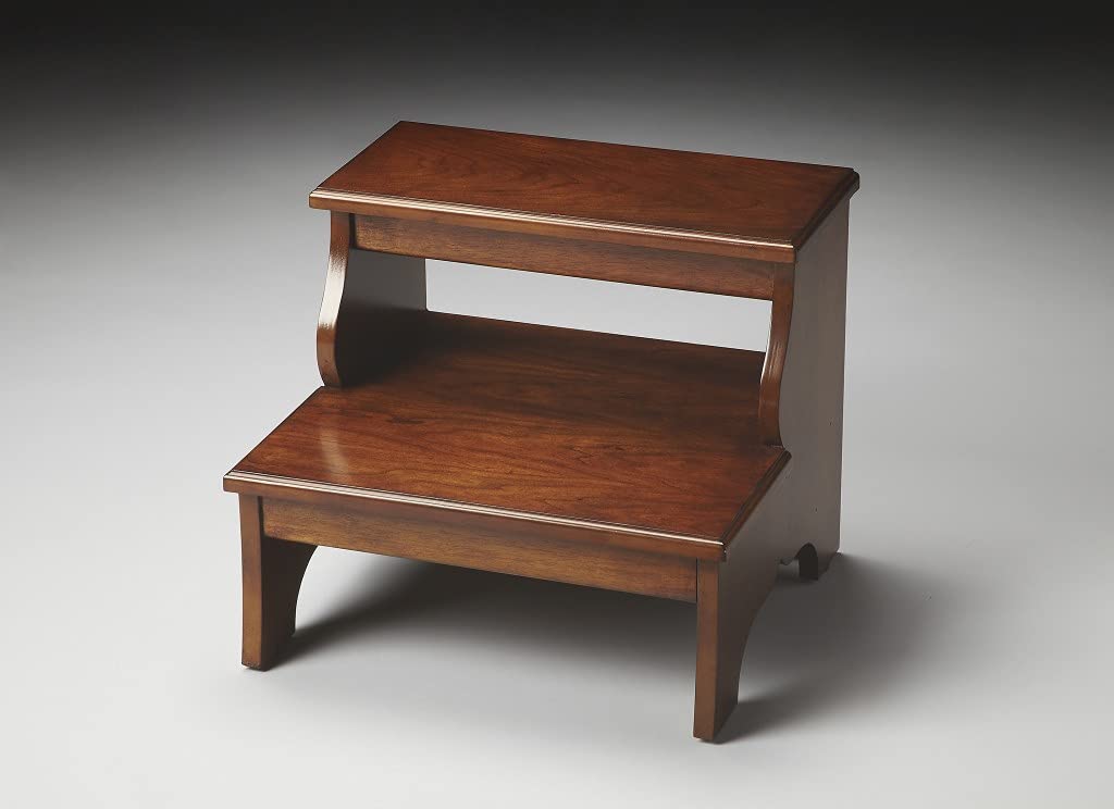 HomeRoots Brown MDF, Acacia Wood Solids Handcrafted Chestnut Burl Step Stool
